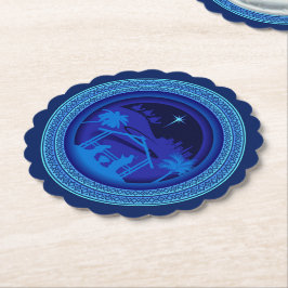 Posavasos De Papel Navidades de Natividad Azul coincidentes