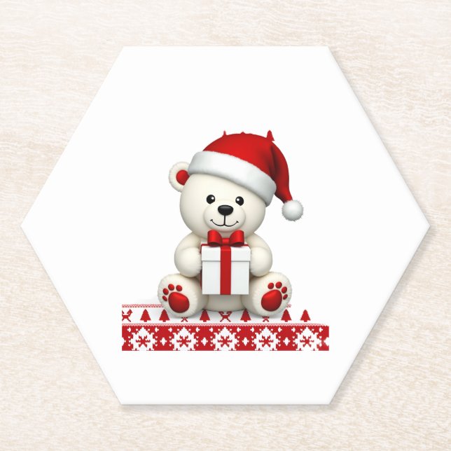 Posavasos De Papel Navidades de Navidades de oso (Anverso)