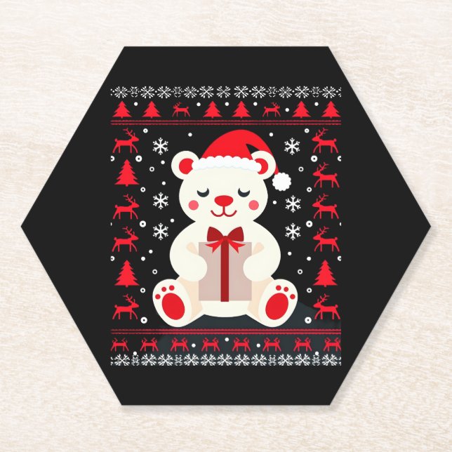 Posavasos De Papel Navidades de Navidades de oso (1) (Anverso)