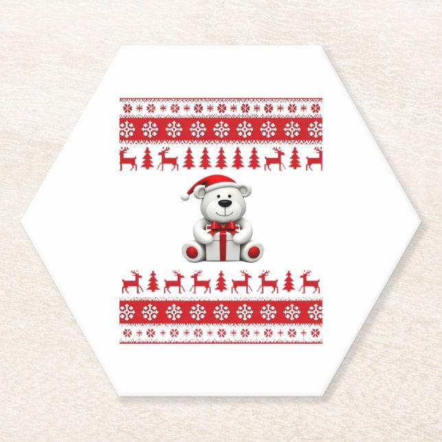 Posavasos De Papel Navidades de Navidades de oso (1) (Anverso)