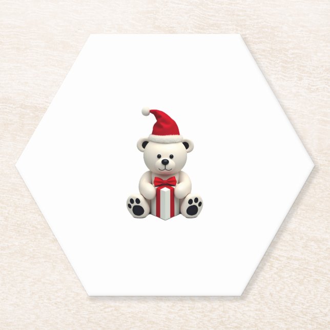 Posavasos De Papel Navidades de Navidades de oso (2) (Anverso)