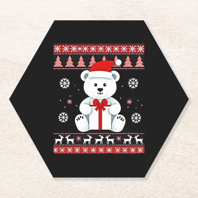 Posavasos De Papel Navidades de Navidades de oso (5) (Anverso)