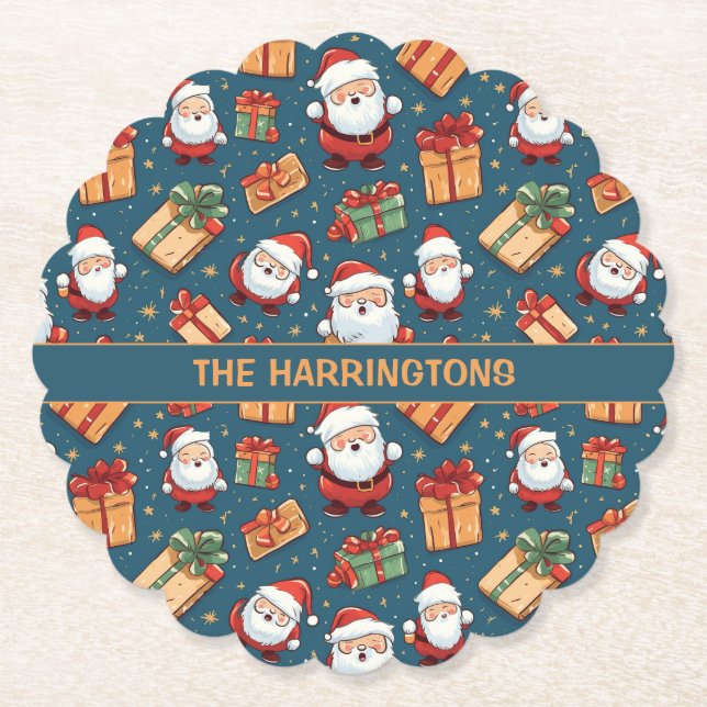 Posavasos De Papel Navidades de nombres personalizados Santa (Anverso)