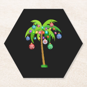 Posavasos De Papel Navidades de palmeras iluminan divertida playa de 