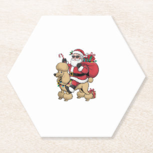 Posavasos De Papel Navidades de perro caniche de Santa Riding