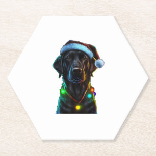 Posavasos De Papel Navidades de perro de Black Funny árbol de luces S