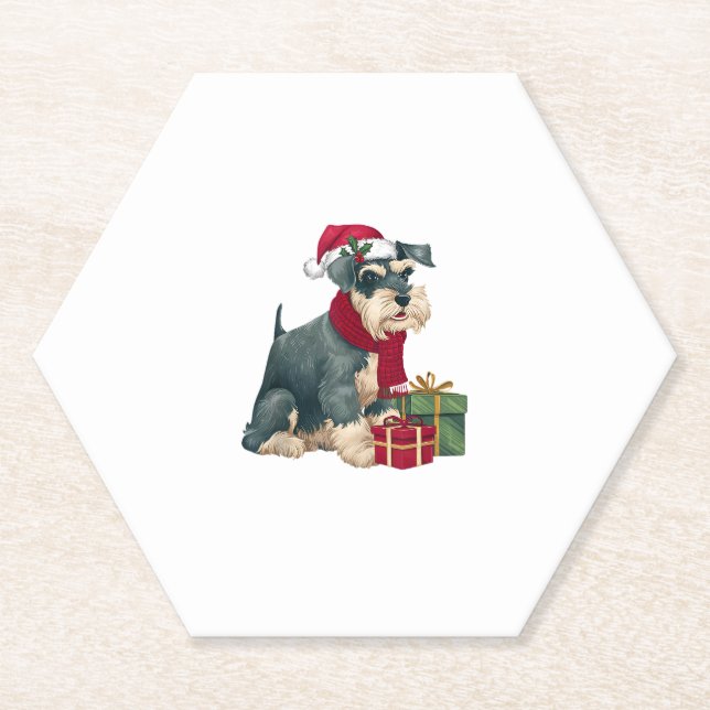 Posavasos De Papel Navidades de perro de Schnauzer gigantes vestidos  (Anverso)
