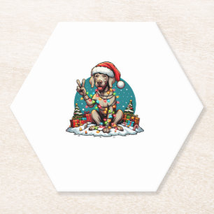 Posavasos De Papel Navidades de perros de la mano de la paz Weimarane