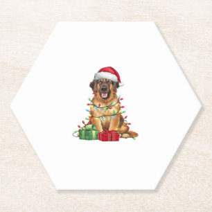 Posavasos De Papel Navidades de perros de Santa Hat Leonberger
