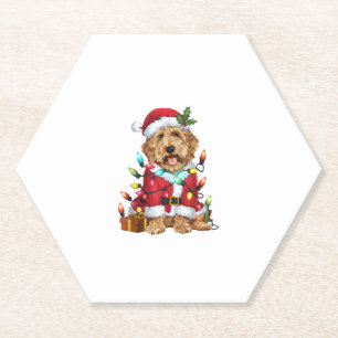 Posavasos De Papel Navidades de perros de Santa Labradoodle