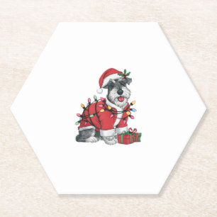Posavasos De Papel Navidades de perros de Santa Schnauzer Lighting