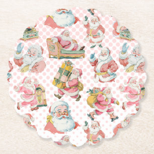 Posavasos De Papel Navidades de Retro Groovy Santa Claus