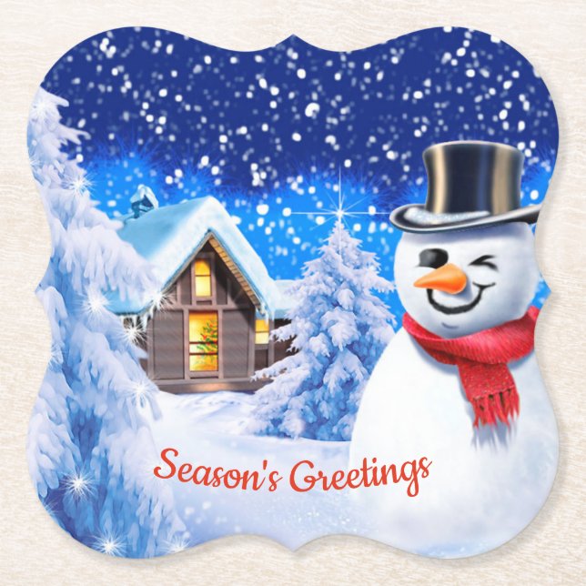 Posavasos De Papel Navidades de Snowman winter Willem (Anverso)