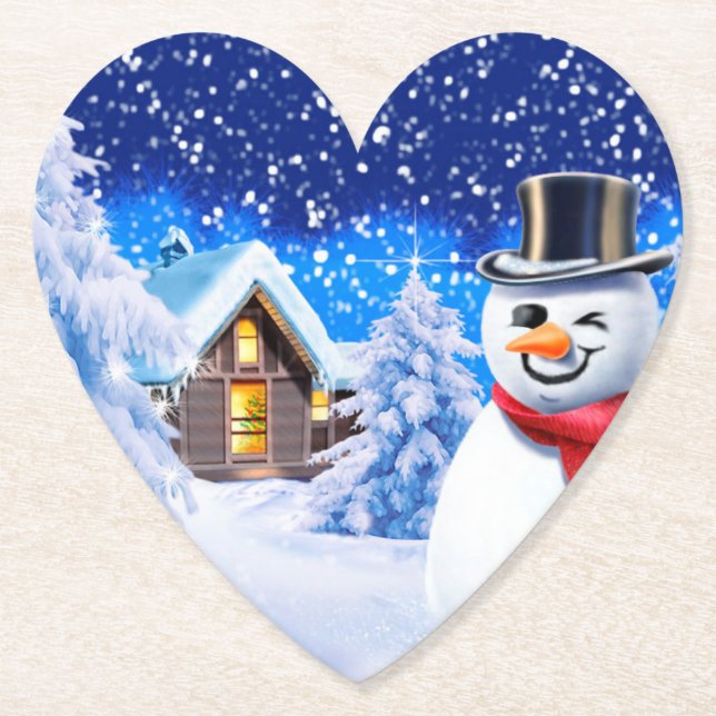 Posavasos De Papel Navidades de Snowman winter Willem (Anverso)