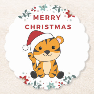Posavasos De Papel Navidades de tigres niegan a los animales de invie