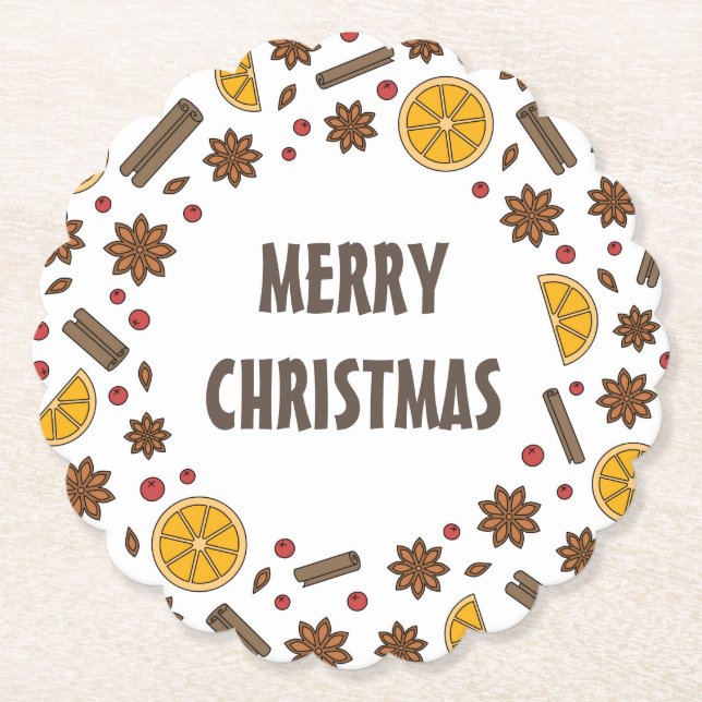 Posavasos De Papel Navidades de vacaciones vino tinto molido cóctel p (Anverso)