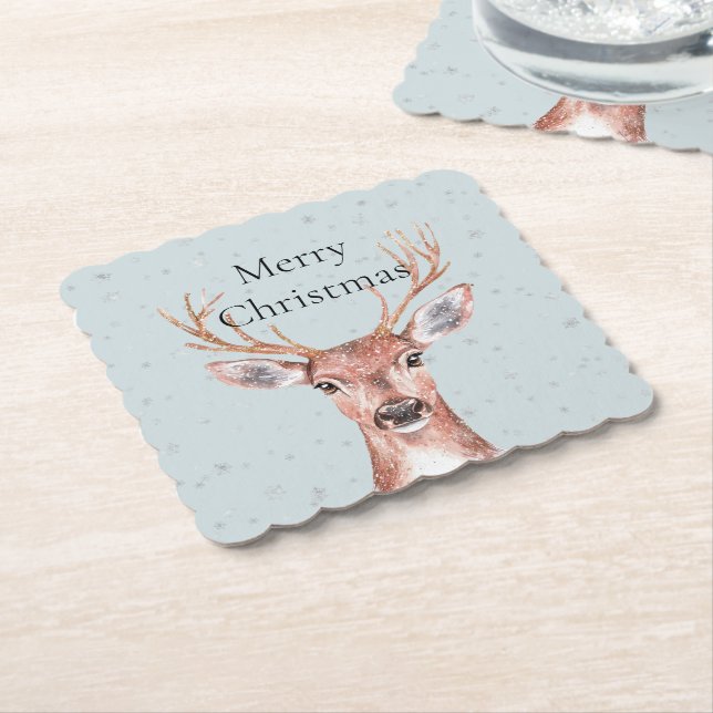 Posavasos De Papel Navidades Deer Snow (En perspectiva)