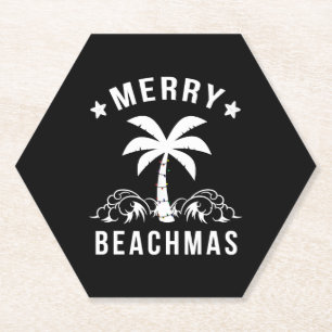 Posavasos De Papel Navidades del Merry Beachmas Palm Tree Beach