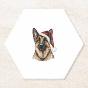 Posavasos De Papel Navidades del Pastor Alemán Santa Claus Dog