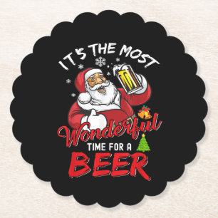 Posavasos De Papel Navidades divertidos Santa Claus Beer Beer Wonderf