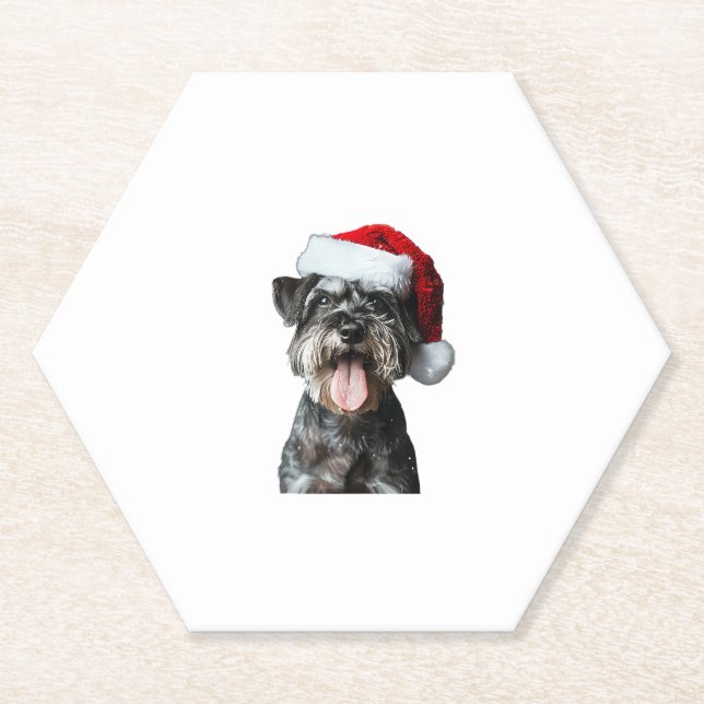 Posavasos De Papel Navidades en miniatura de Schnauzer (Anverso)