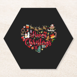 Posavasos De Papel Navidades felices Corazón Santa Reindeer