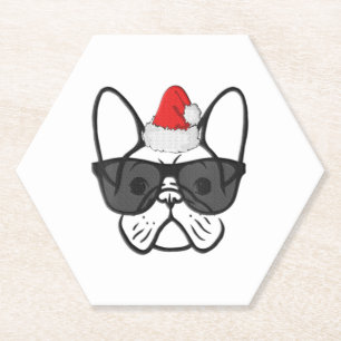 Posavasos De Papel Navidades Frenchie Dog Face Guay Xmas Santa