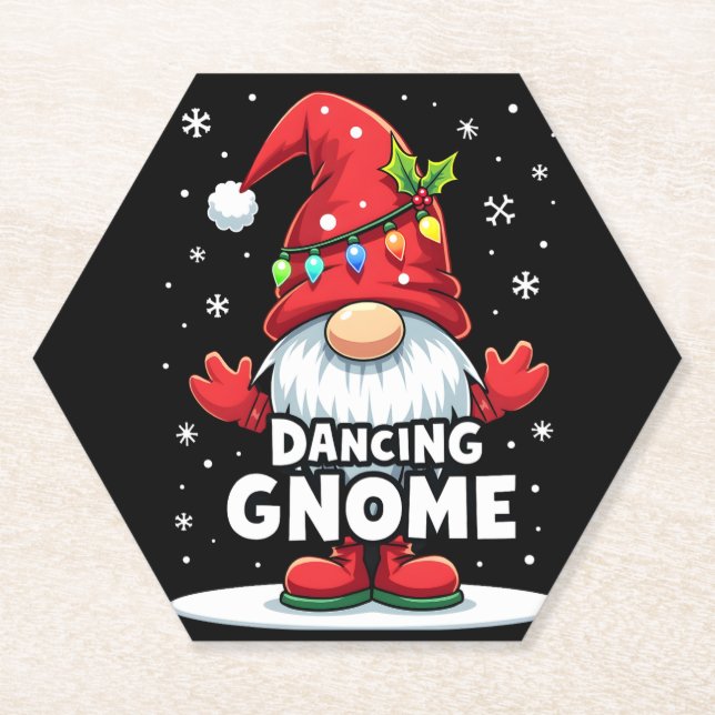 Posavasos De Papel Navidades Gnome Dancing Gnome Navidades familiares (Anverso)