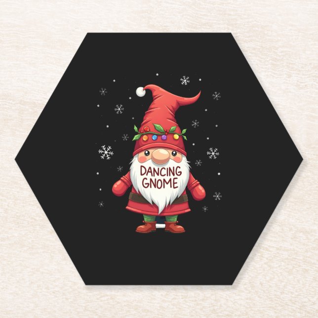 Posavasos De Papel Navidades Gnome Dancing Gnome Navidades familiares (Anverso)