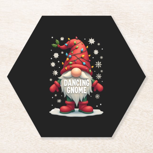 Posavasos De Papel Navidades Gnome Dancing Gnome Navidades familiares (Anverso)