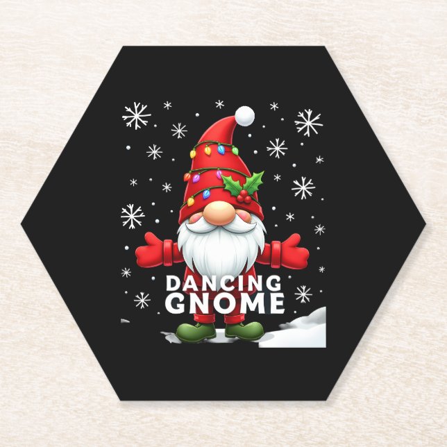 Posavasos De Papel Navidades Gnome Dancing Gnome Navidades familiares (Anverso)