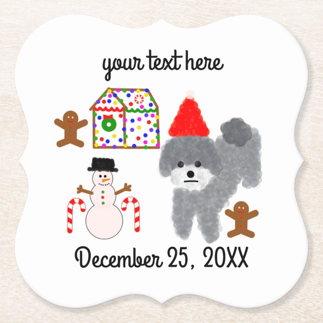 Posavasos De Papel Navidades Gray Poodle #1-2 Papelera (Anverso)