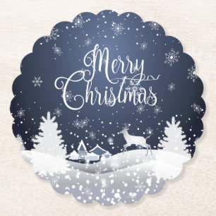 Posavasos De Papel Navidades Hadas de Invierno: Fantasía reno nevado