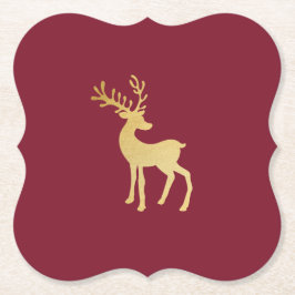 Posavasos De Papel Navidades Minimalistas de renos rojos y dorados