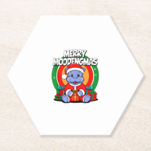Posavasos De Papel Navidades Moo Deng Merry Moodengmas Baby Hippo Chr