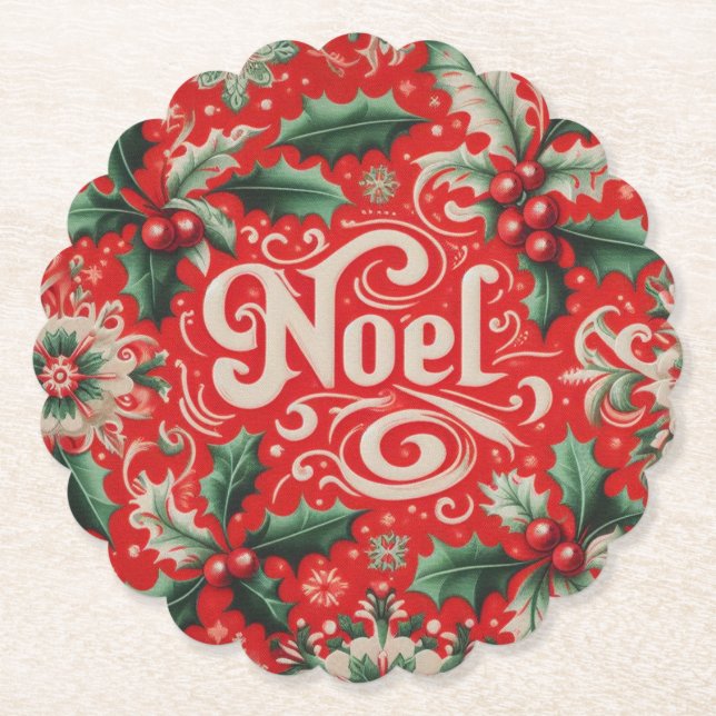 Posavasos De Papel Navidades Noel Red & Green (Anverso)
