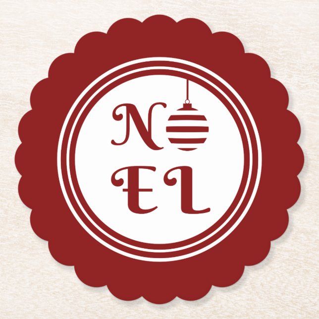 Posavasos De Papel NAVIDADES NOEL Vacacionan Baudible Blanco Y Rojo (Anverso)