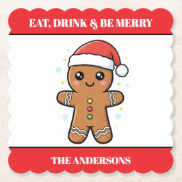 Posavasos De Papel Navidades Personalizados de Cute Gingerbread Man