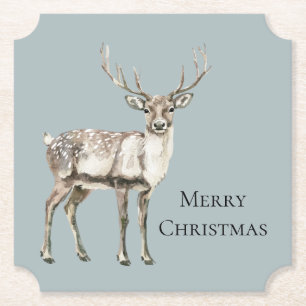 Posavasos De Papel Navidades Pine Green Rustic Deer