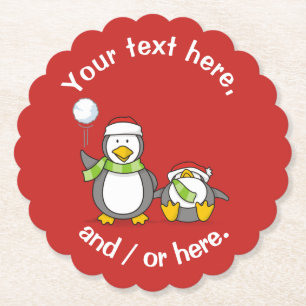 Posavasos De Papel Navidades Pingüinos Snowballing