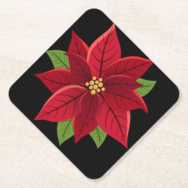 Posavasos De Papel Navidades Poinsettia (Anverso)