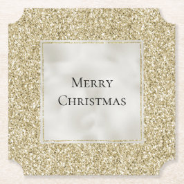 Posavasos De Papel Navidades Purpurinas Glitzy White Pearl Gold   