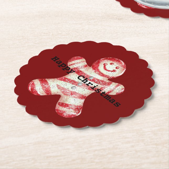Posavasos De Papel Navidades Red White Peppermining Gingerbread Cooki (En perspectiva)