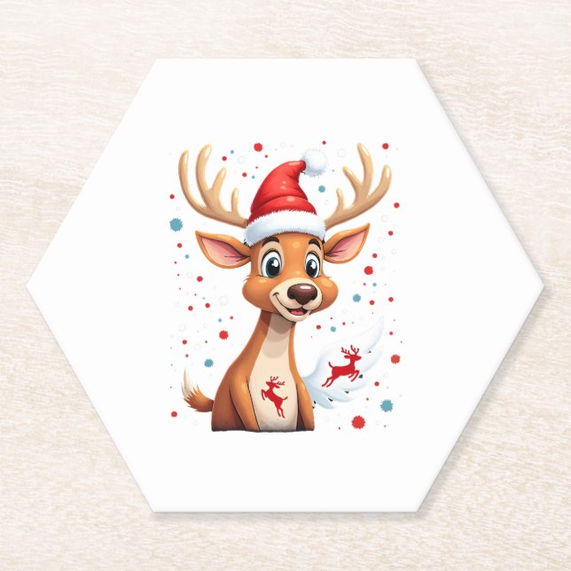 Posavasos De Papel navidades Renos (1) (Anverso)