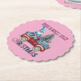 Posavasos De Papel Navidades rosados Santa Truck