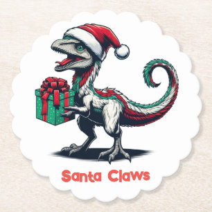 Posavasos De Papel Navidades Santa hat raptor