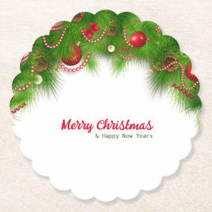 Posavasos De Papel Navidades Wreath y Bombillas rojas, y presentes