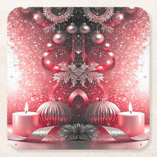 Posavasos de papel navideño con velas rojas