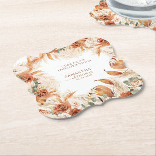 Posavasos De Papel Negrita Brillante Terracotta Boho Boda Gracias