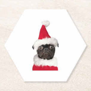 Posavasos De Papel Negro azote en Navidades Santa Hat
